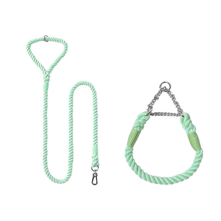 Woven Cotton Dog Leash and Collar Set